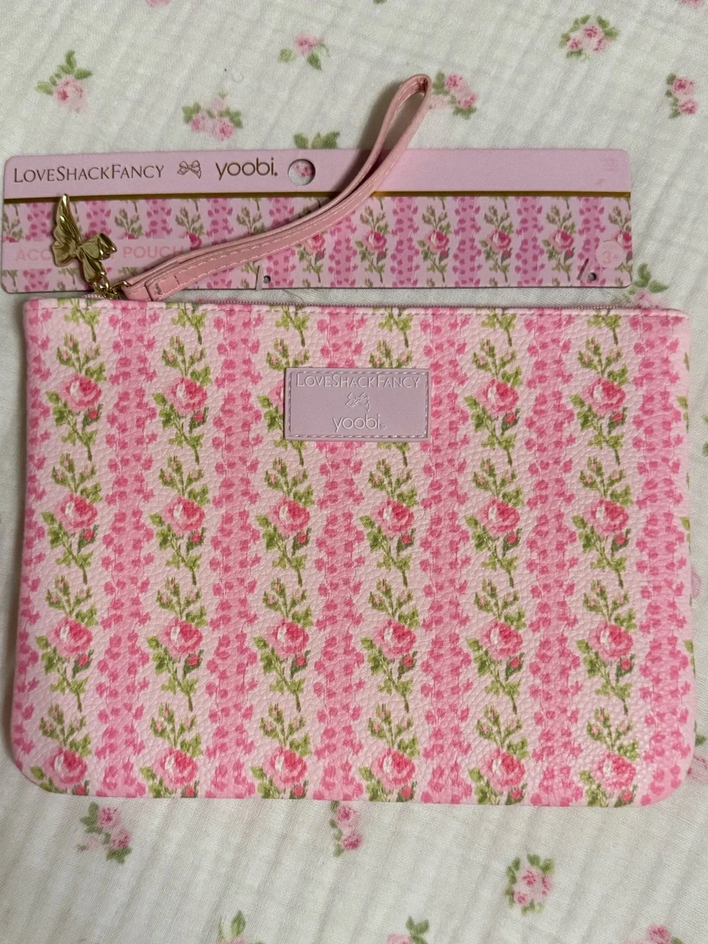 NWT LoveShackFancy x Target Pink Floral Wristlet Pouch & Notebook Set